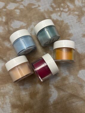 Set of 5 Colored Powder Jars of nail acrylic minis